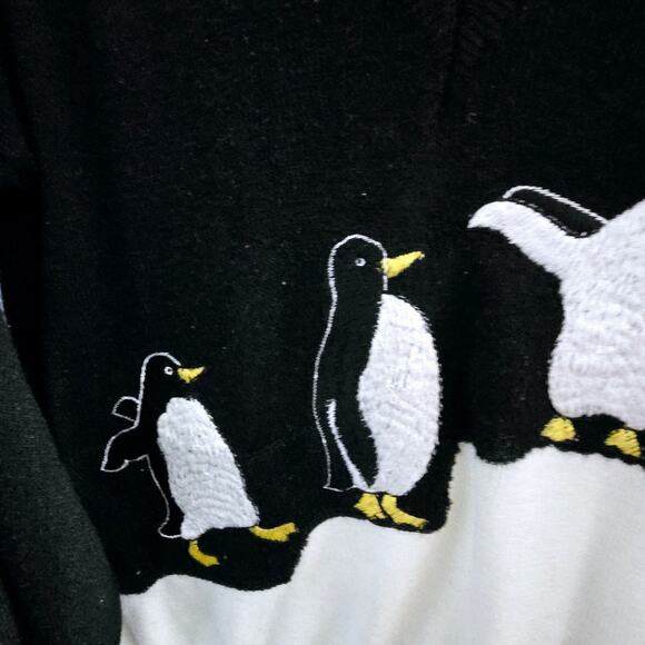 Cyn Les Shirlee Designs Penguin Sweater Fits size Med 70's Vintage Animal Print - Picture 4 of 8